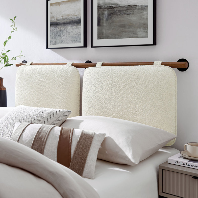 Tête de lit tapissier Anela, Noyer / crème, Grand