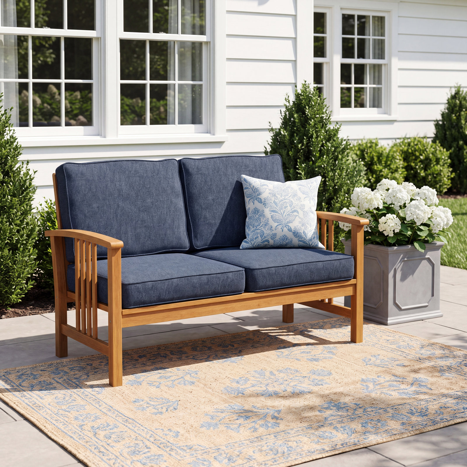 Sunbrella® Seat and Back Cushion, Improve Indigo Sunbrella®, 23.5" W x 18" H x 5" D