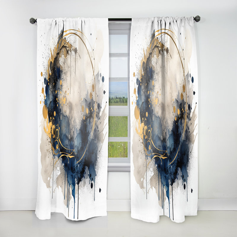 Norelli - rideau en velours moderne - obscurcissement de la pièce - bleu et jaune minimalisme fluidité II - 1 panneau