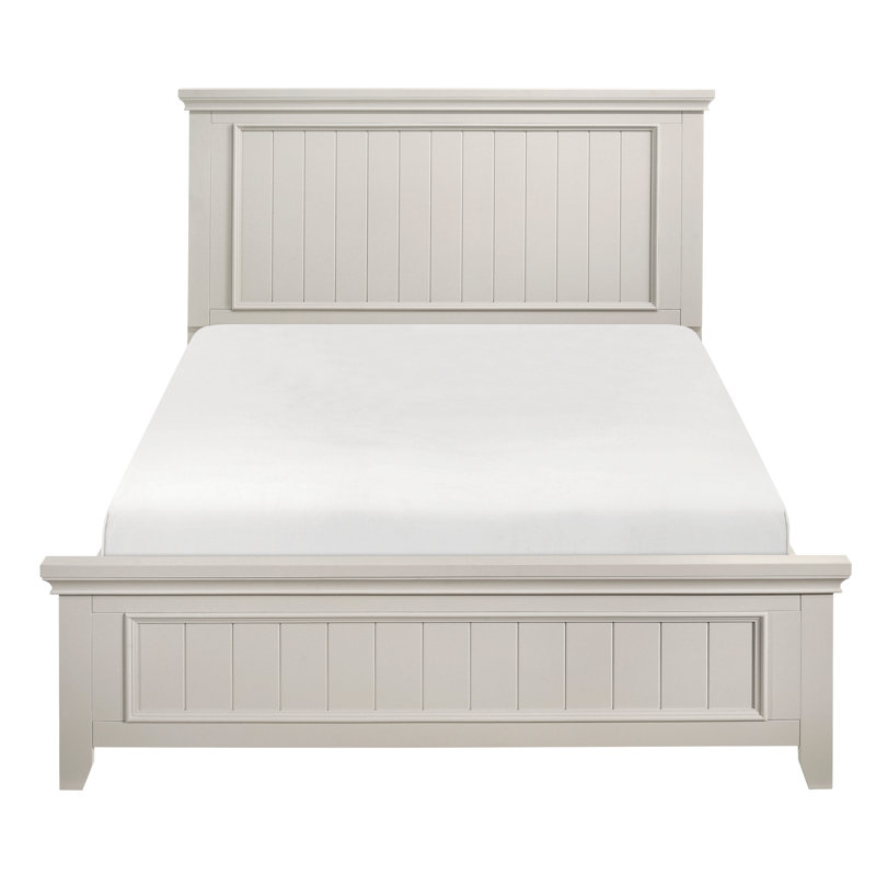Grand lit à panneau Inspired avec finition blanchie pour chambre à coucher peint en blanc