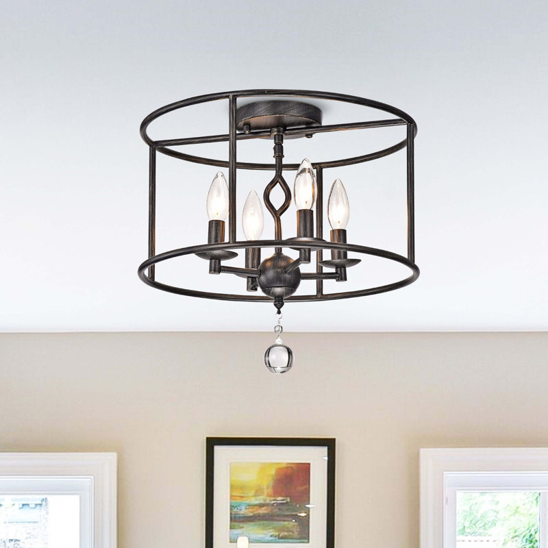 Plafonnier encastré cylindrique en cage noir antique 15 po Warroad