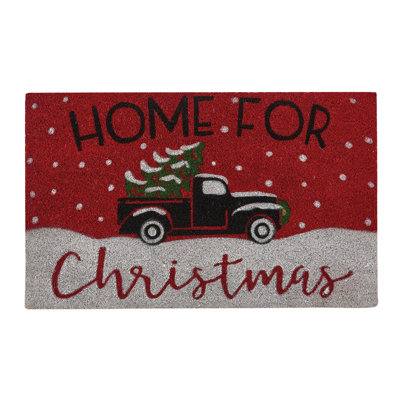  Home For Christmas Doormat - Red