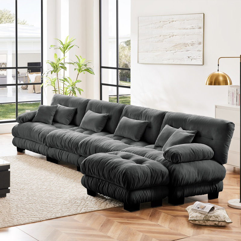Canapé modulaire à combinaison libre, canapé en L, Gris