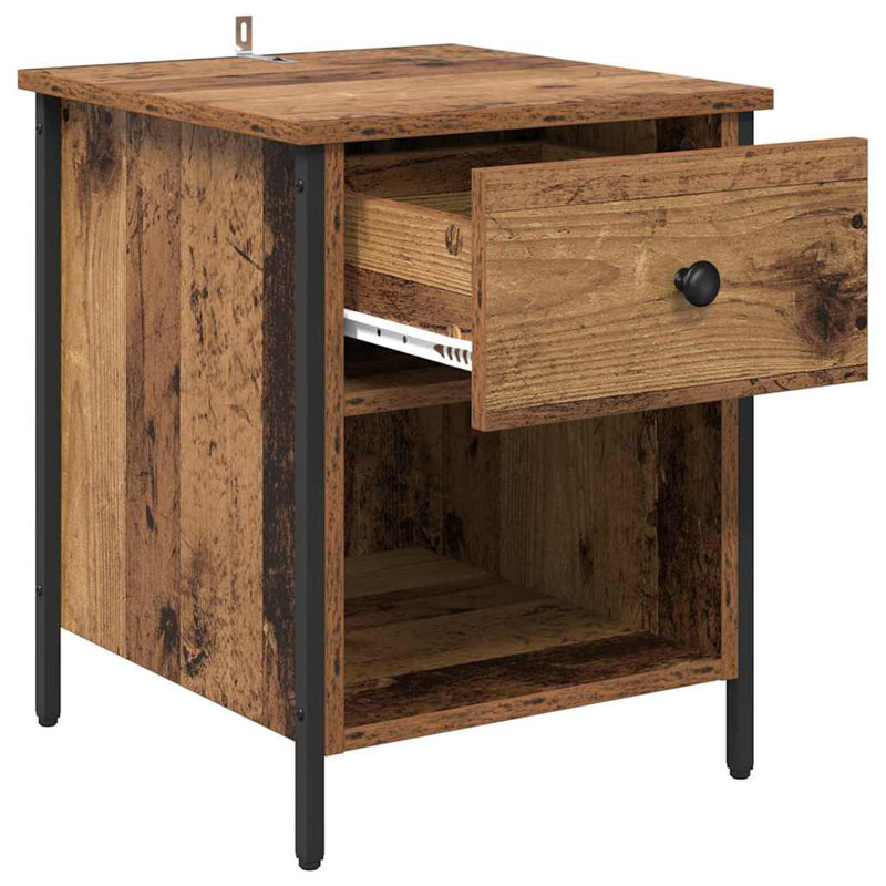 40cm W Manufactured Wood Bedside Table, Old Wood