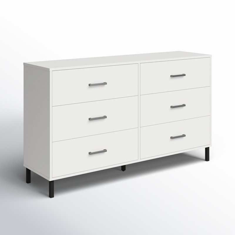 Commode double 6 tiroirs 58,5 po Alexei, Blanc