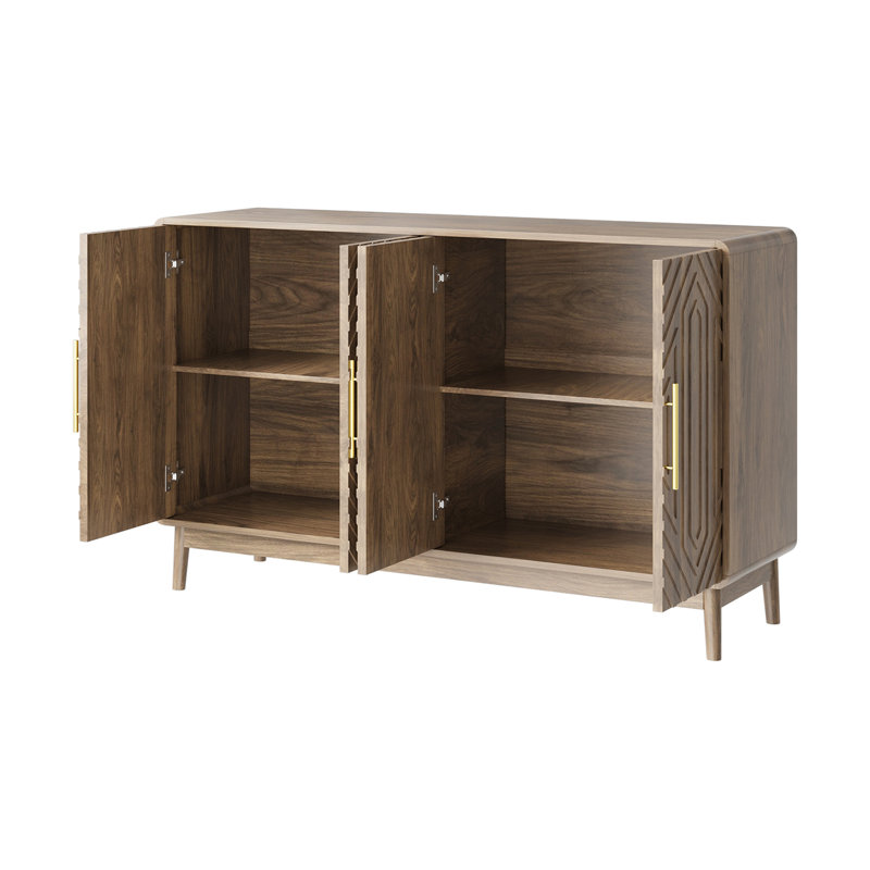 Buffet avec rangement, buffet à porte sculptée, armoire d'appoint multifonctionnelle avec panneau à couches réglables pour le salon, le vestibule, le couloir, le bureau, la cuisine et la salle à manger