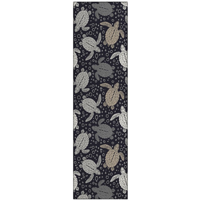 Tapis intérieur / extérieur en polyester tissé à la machine gris / beige Wille