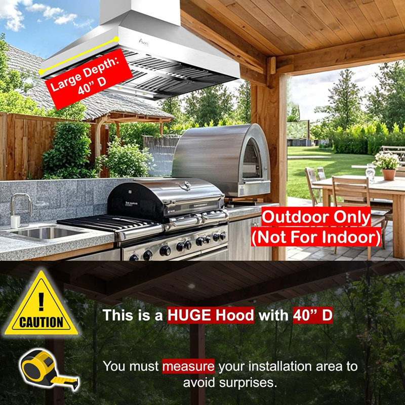 Hotte de cuisine pour îlot d'extérieur à conduit 48 po 2000 CFM Awoco