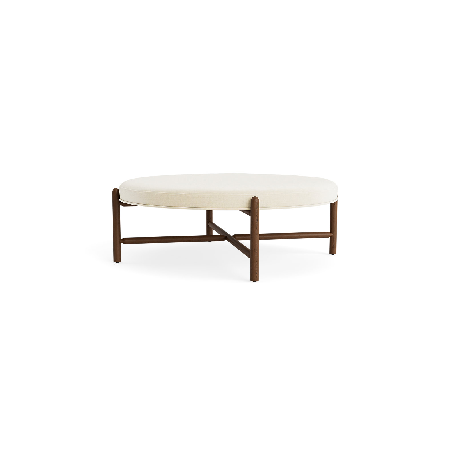 Vane 48" Round Ottoman, Cream, Walnut