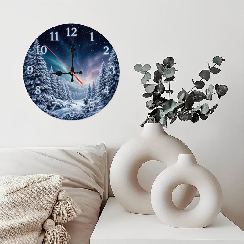 Winter-Clock-Aurora-Forest