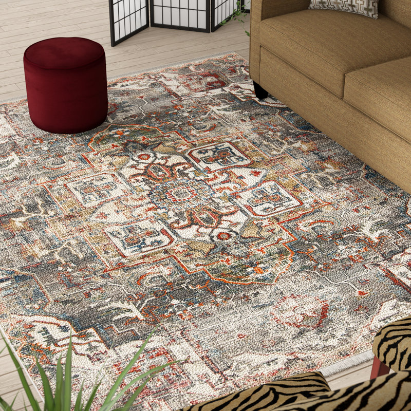 Tapis gris anthracite / olive Ehtan, Rectangle 4 pi x 6 pi