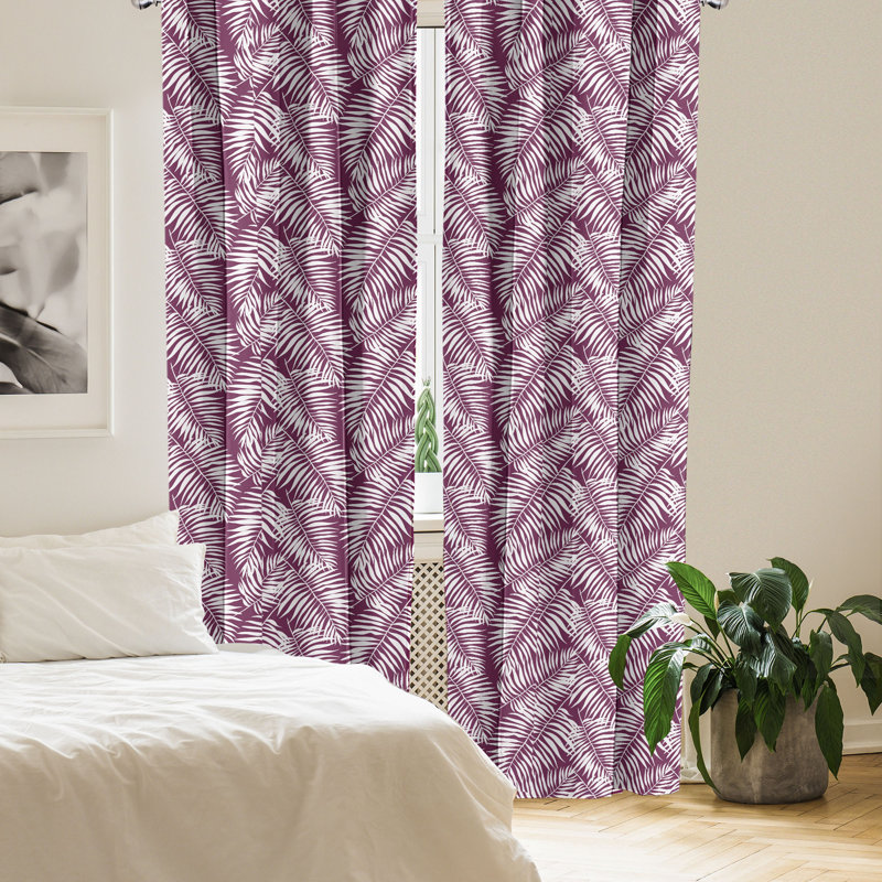 Semi Sheer Curtain Pair, Plum/White, 56" W x 95" L