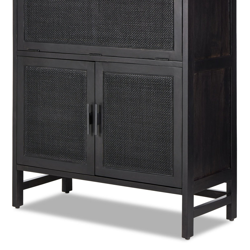 Caprice Bar Cabinet-Natural Cane, Black