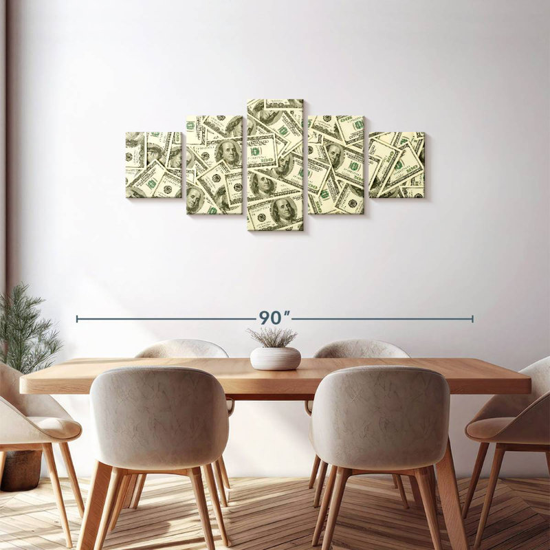 Billets de cent dollars, H 30 po x l 68 po