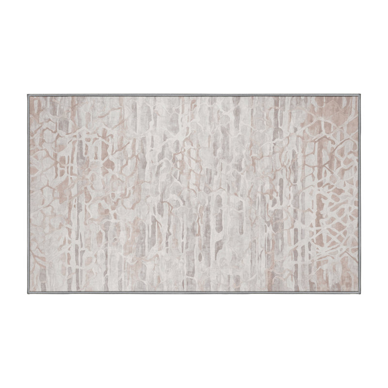 Machine Washable Gray Area Rug, Rectangle 6' x 9'