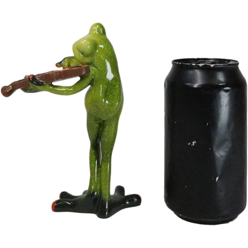 Classical Strings Symphony Green Toad Frog Playing The Violin Figurine