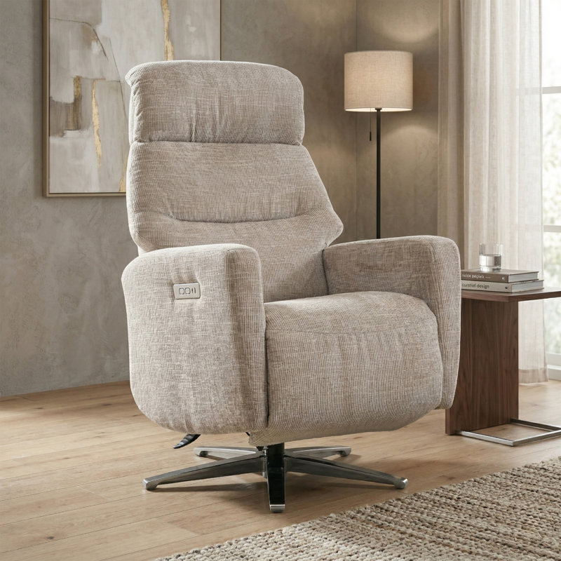 Chandani 68cm Wide Swivel Standard Recliner, Beige