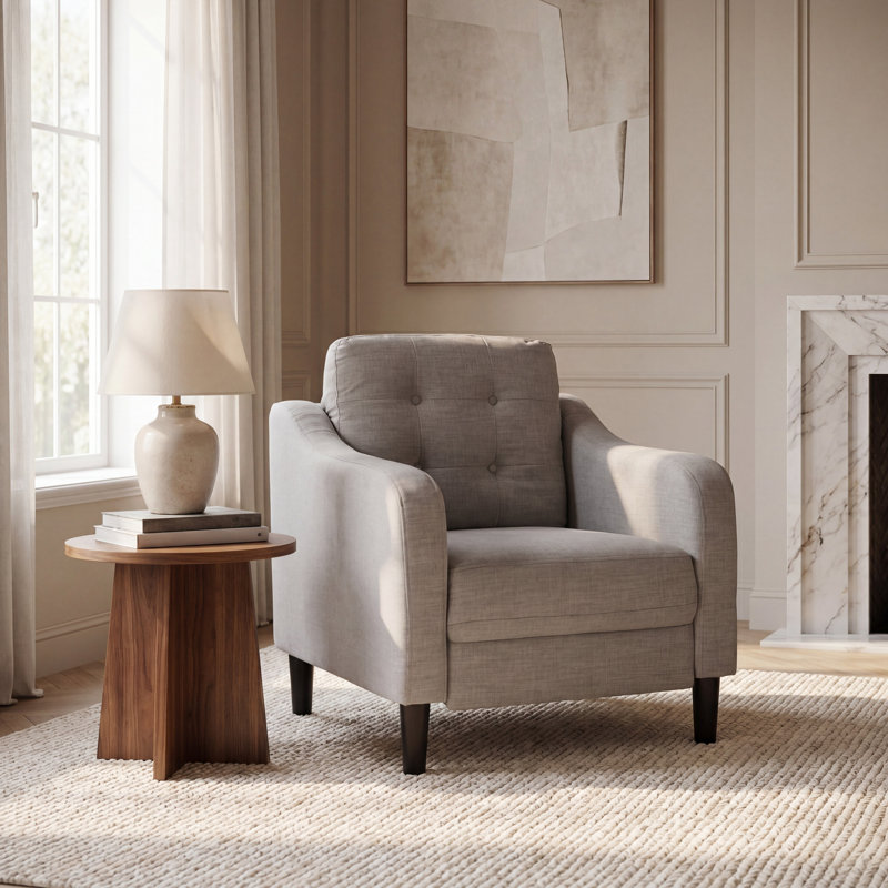 Fauteuil capitonné large Heuton 32,4 po, Gris clair