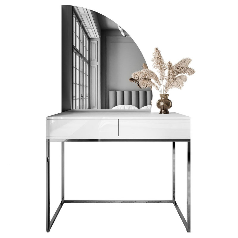 Dressing Table with Mirror, White