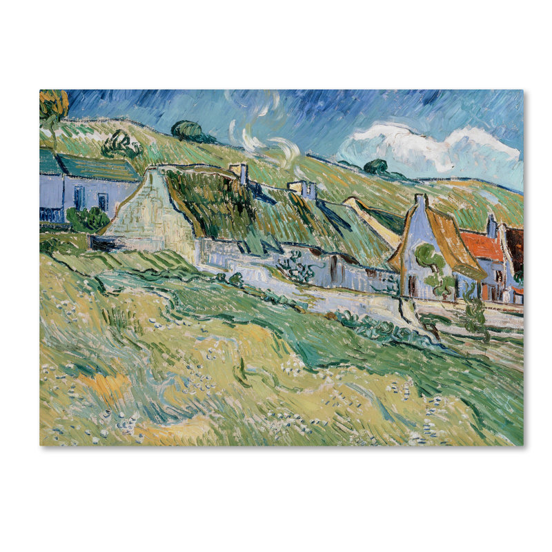 «Chalets à Auvers-sur-Oise» par Vincent van Gogh, reproduction sur toile tendue, H 35 po x l 47 po