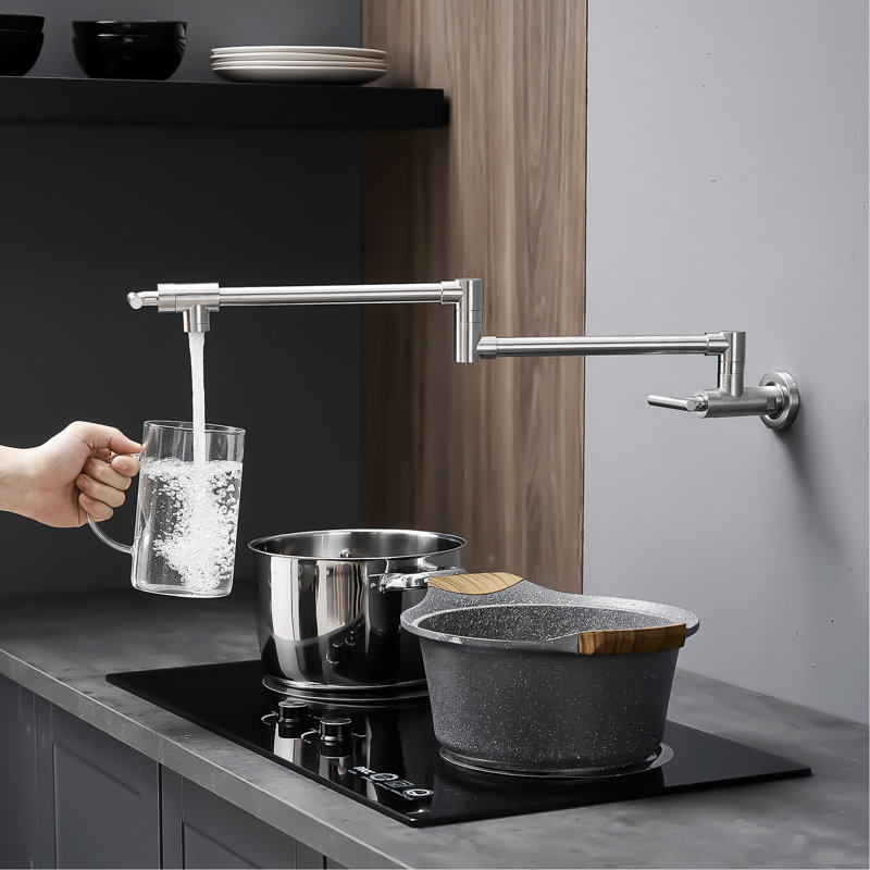 Robinet remplisseur de pot mural, 304 ss, nickel brossé pour cuisine