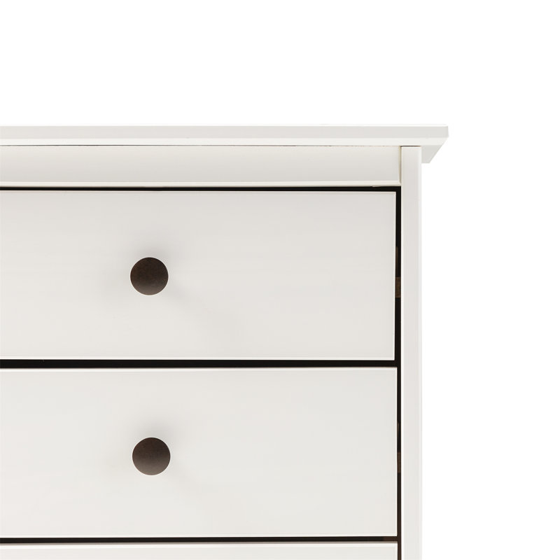 Table de chevet 3 tiroirs en bois, Blanc