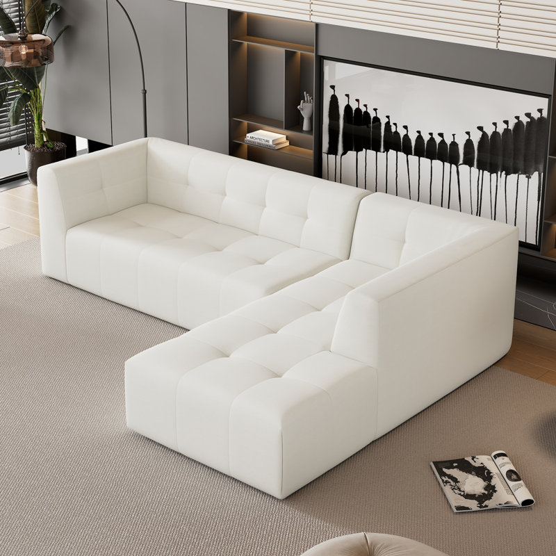 Jared Modular L-Shaped Sectional Sofa, Beige Chenille