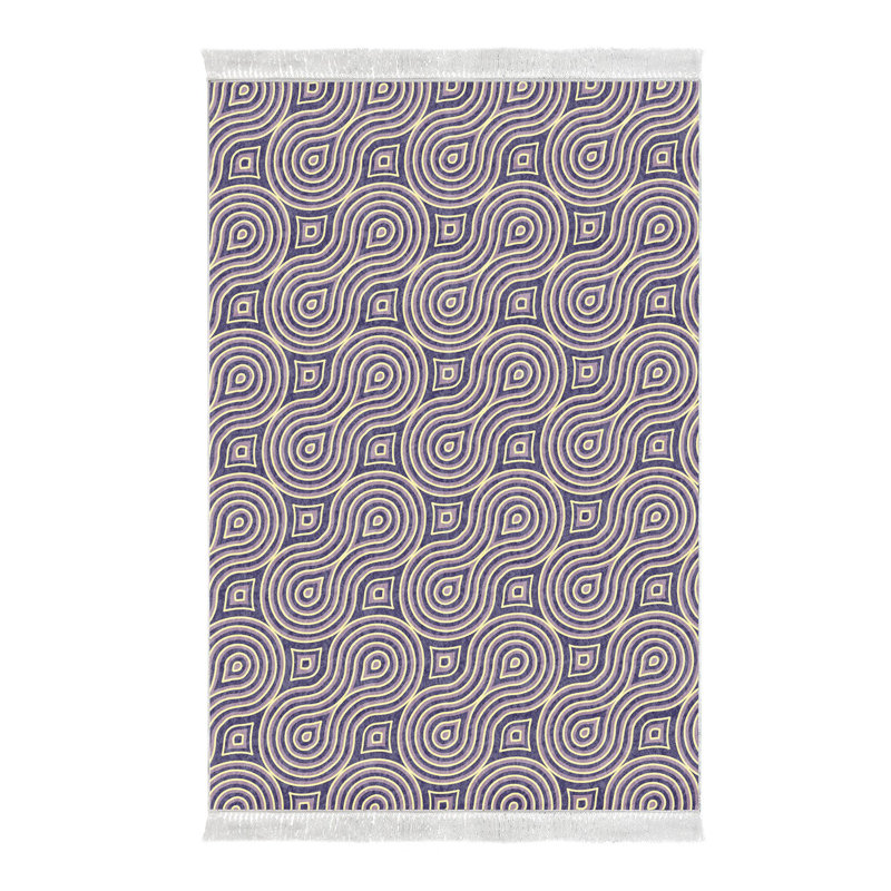 Tapis géométrique tissé à plat en polyester mauve / beige Congleton, Rectangle 2 pi 7 po x 4 pi 11 po
