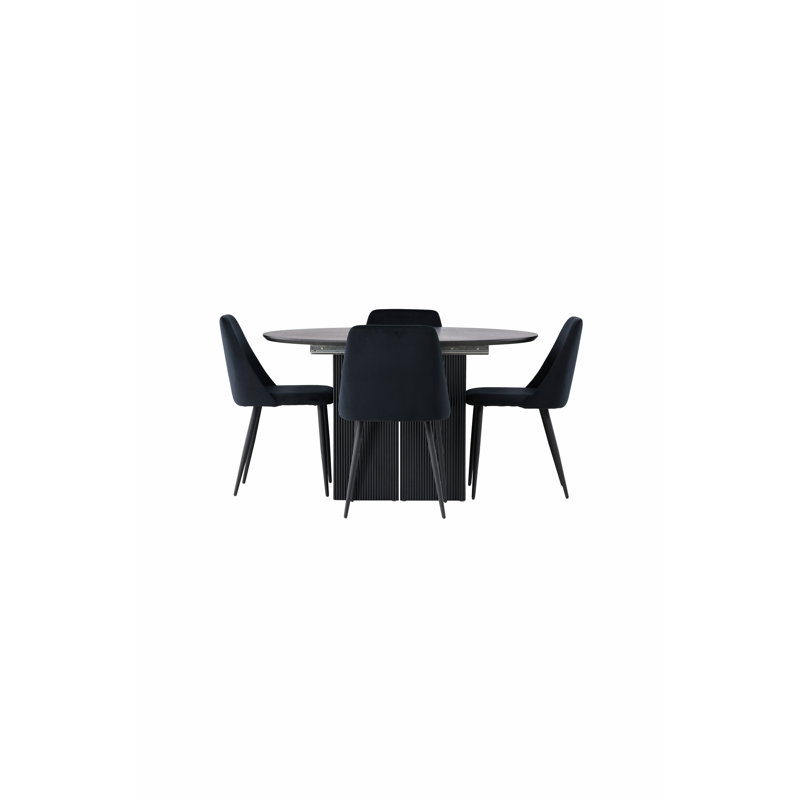 Levesque 4 - Person Dining Set, Black, Black