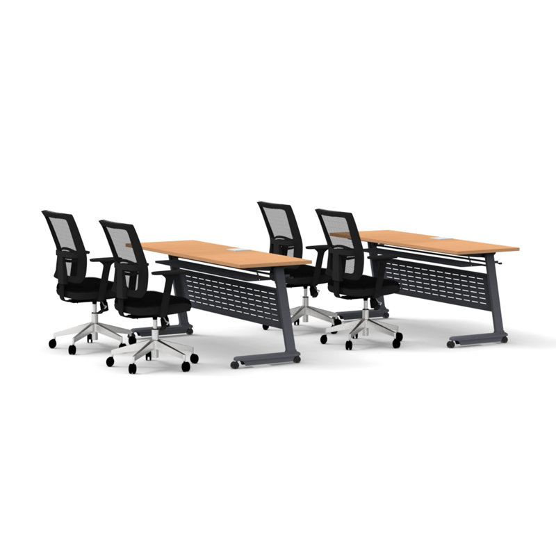 Maelana Rectangle 4 Person Flip Top 72'' L Modular Training Table and Chair Set with Casters and Modesty Panel and Cable Management