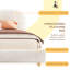 Lit plateforme avec tissu Boucle, lit plateforme tapissier Boucle Fabric avec tête de lit courbée, blanc, assemblage facile-117814101
