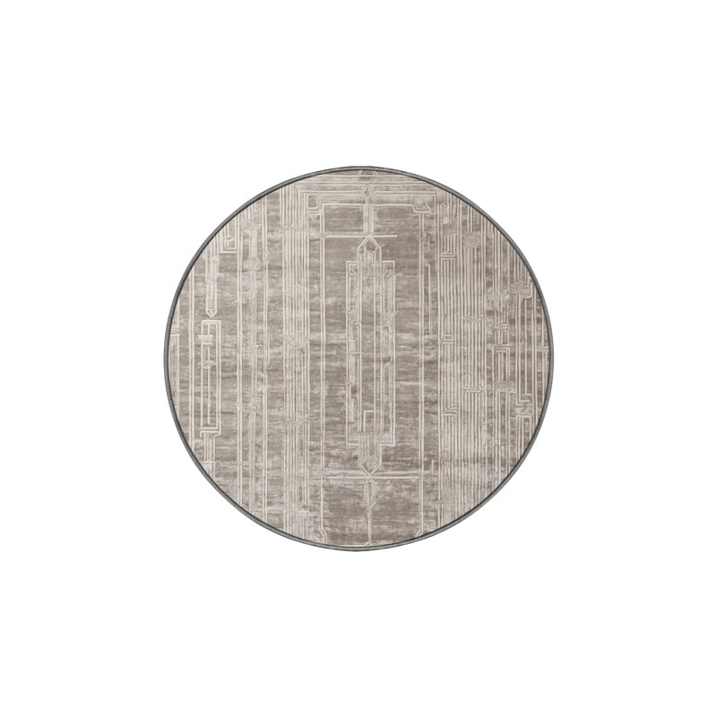 Machine Washable Gray Area Rug, Round 6'