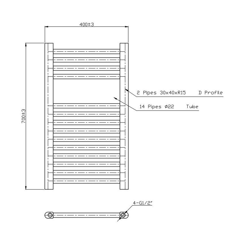 Piercy Straight Towel Rail Heated Towel Rails