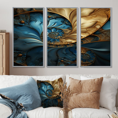 «Warm Gold Deep Ocean Fractal», ensemble de reproductions d'art mural