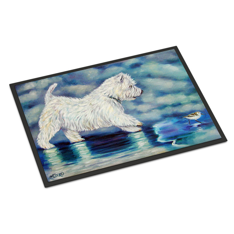 Paillasson d’extérieur antidérapant Trevose Misty Westie, Rectangle 2 pi x 3 pi