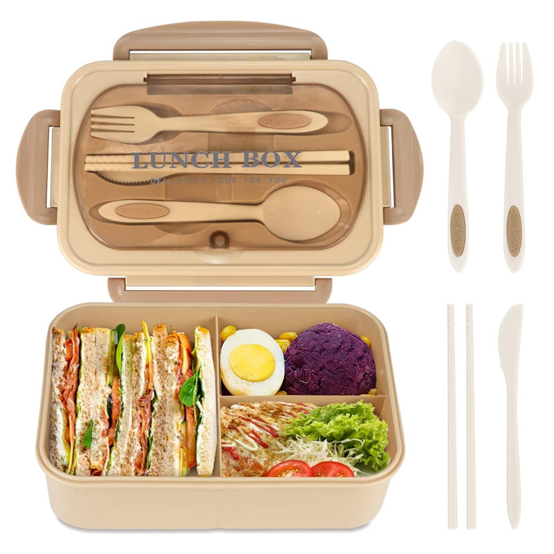 Boîte à bento 3 compartiments, Brun