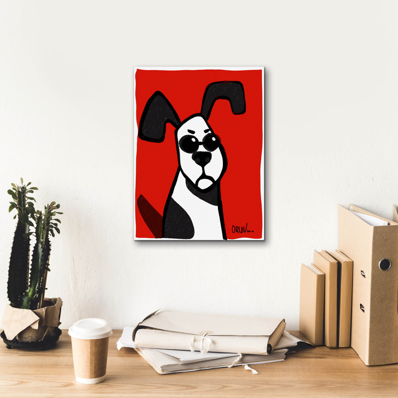 «Dog On Red» par Irena Orlov, H 16 po x l 12 po x P 0,75 po