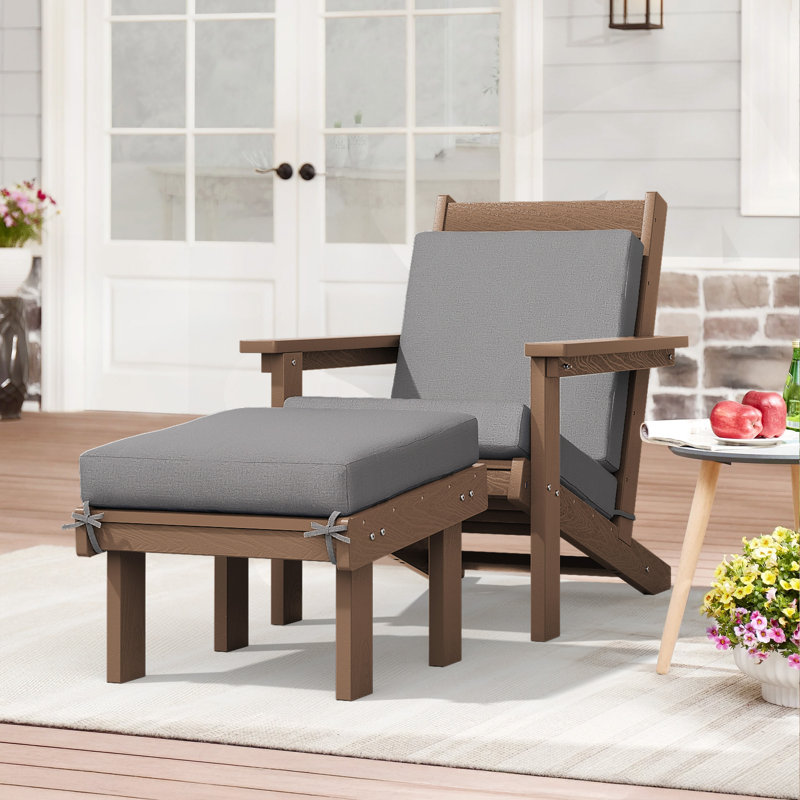 Chaise Adirondack en polyéthylène haute densité avec coussins et repose-pieds , Gris