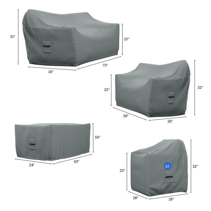 Layinsun Patio Furniture 7 Person Conversation Set Cover, Outdoor Furniture Covers, Water-Repellent UV & Weather-Resistant Covers for Brandtley Sofa, Loveseat, Chairs & Table