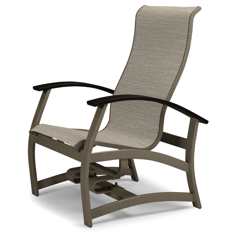 Chaise de patio Askar, Noir P70, Bristol taupe Sunbrella®, Bois de plage texturé