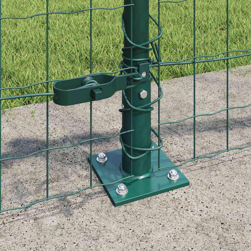 Vidaxl Fence With Posts Steel, Green, 60cm H x 2500cm W x 3.2cm D