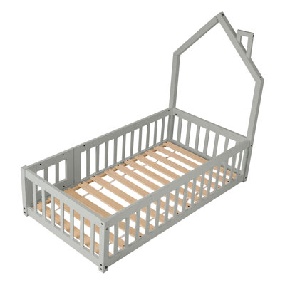 Pine Wood House-Shaped Bed Frame