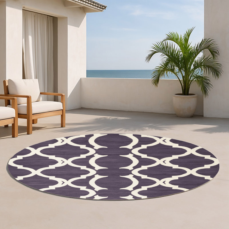 Tapis mauve intérieur et extérieur Trellis, Rond 5 pi