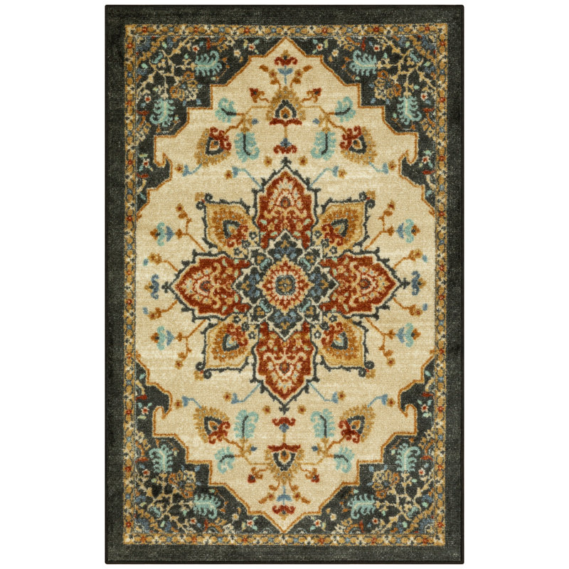Ruby Washable Red Accent Rug, Rectangle 2'6" x 3'10"