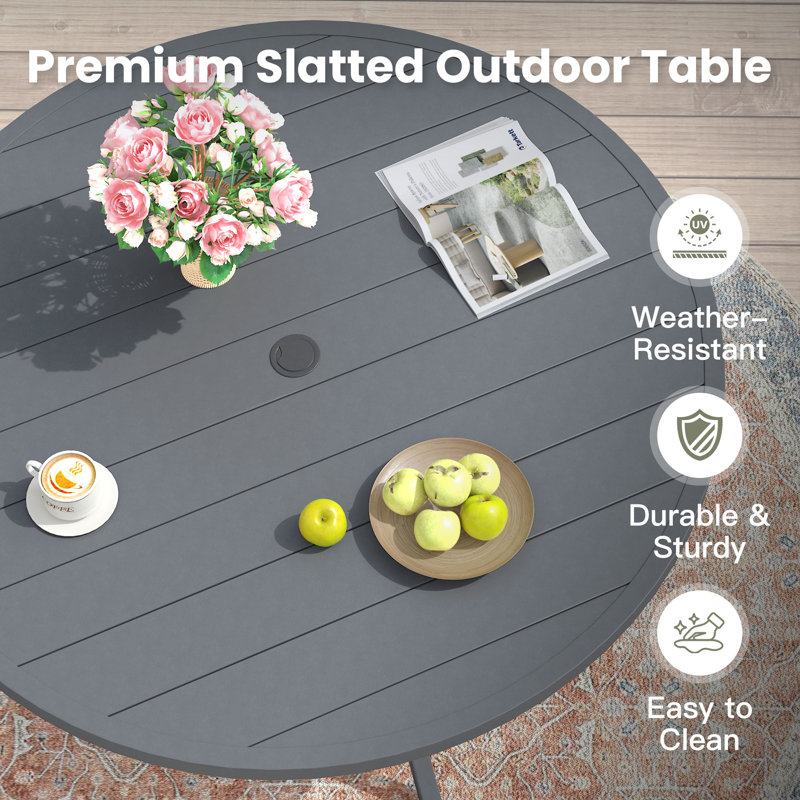 Round Outdoor Dining Table, Gray/Gray