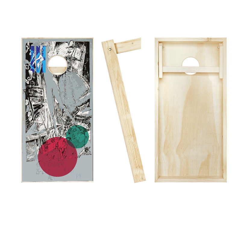 Ensemble de cornhole en bois massif 2 pi x 4 pi avec sacs Penman, Rouge / royal