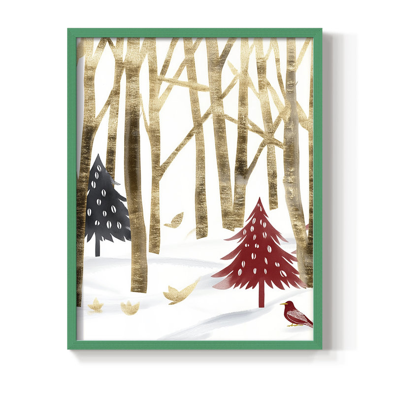«Christmas Holiday Art» CDxxxvii, reproduction d'art encadrée - bois massif, Vert, H 21 po x l 17 po
