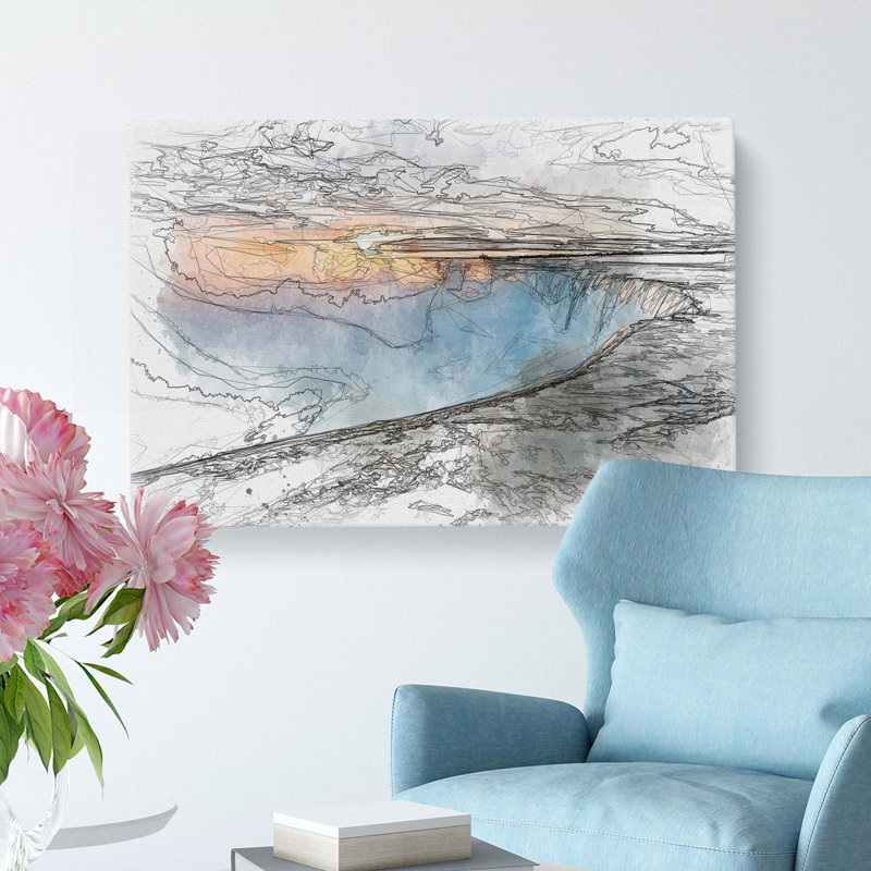 Niagara Falls Sunrise in Canada in Abstract - Wrapped Canvas Drawing - Wrapped Canvas, 60cm H x 91cm W x 3cm D