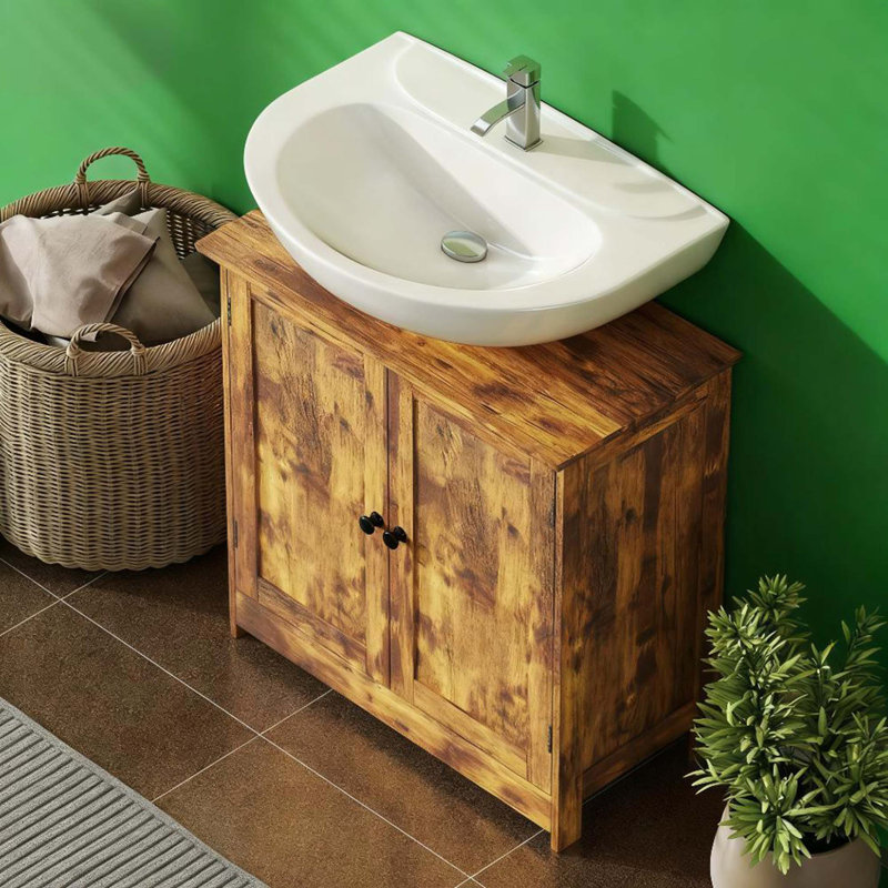 Bathroom Vanity Cabinet, Under Sink Bathroom Cabinet With 2 Doors And Adjustable Shelf (Without Bathroom Basin), Black