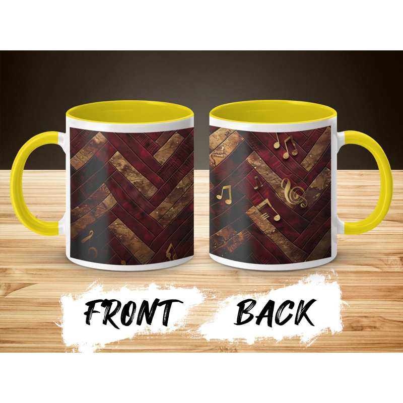 Chevron 11oz Accent Coffee Mug, Yellow